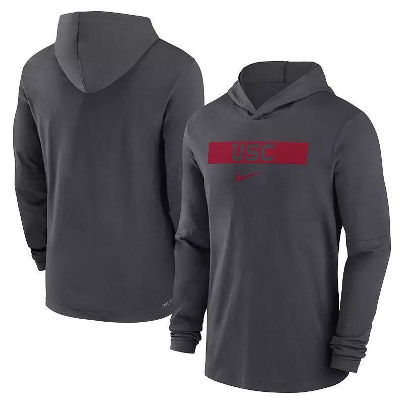 Men's Nike Anthracite USC Trojans 2024 Sideline Hoodie Performance Long Sleeve T-Shirt, Size: Large, Grey Product Image