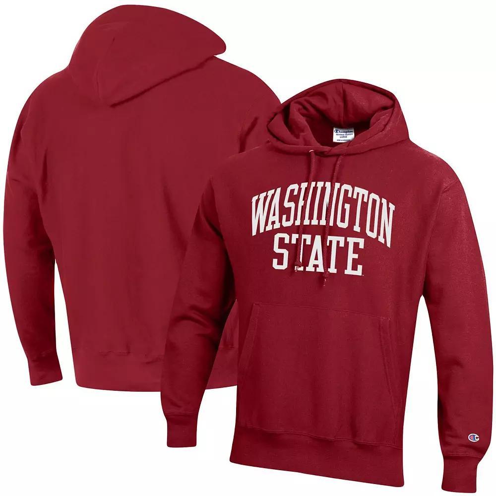 Men's Champion Crimson Washington State Cougars Team Arch Reverse Weave Pullover Hoodie,  Product Image