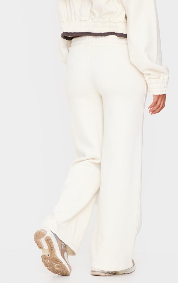 Petite Cream Contrast Detail Straight Leg Sweatpants Product Image