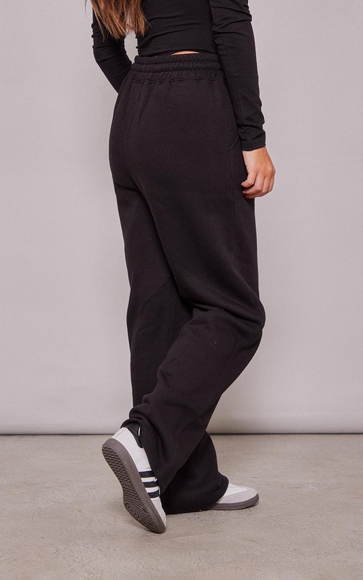 PRETTYLITTLETHING Black Logo Straight Leg Sweatpants Product Image