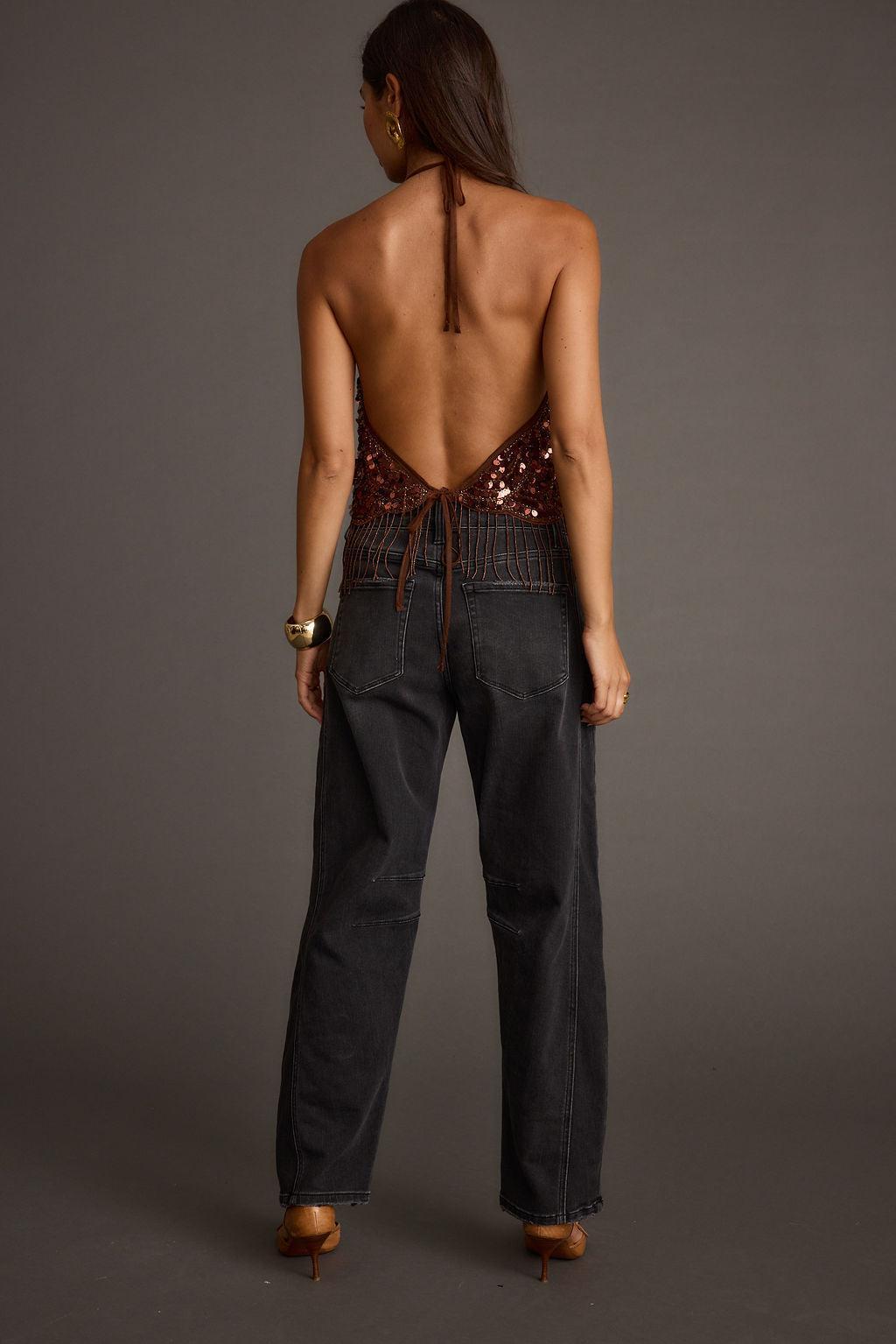 Cleo Espresso Beaded Halter Top Product Image