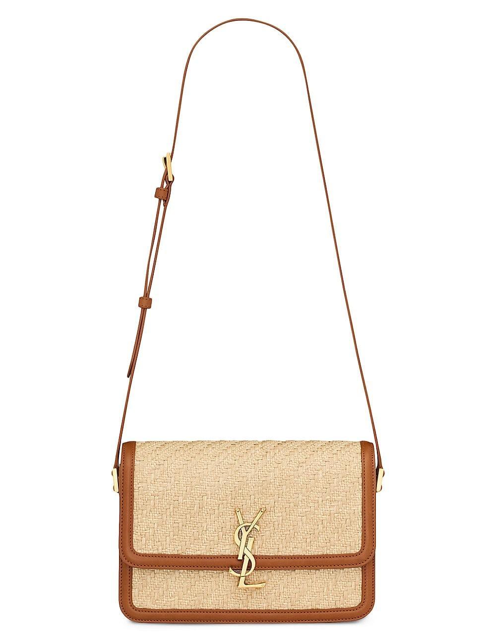 Womens Solferino Medium Satchel in Raffia and Vegetable-tanned Leather Product Image