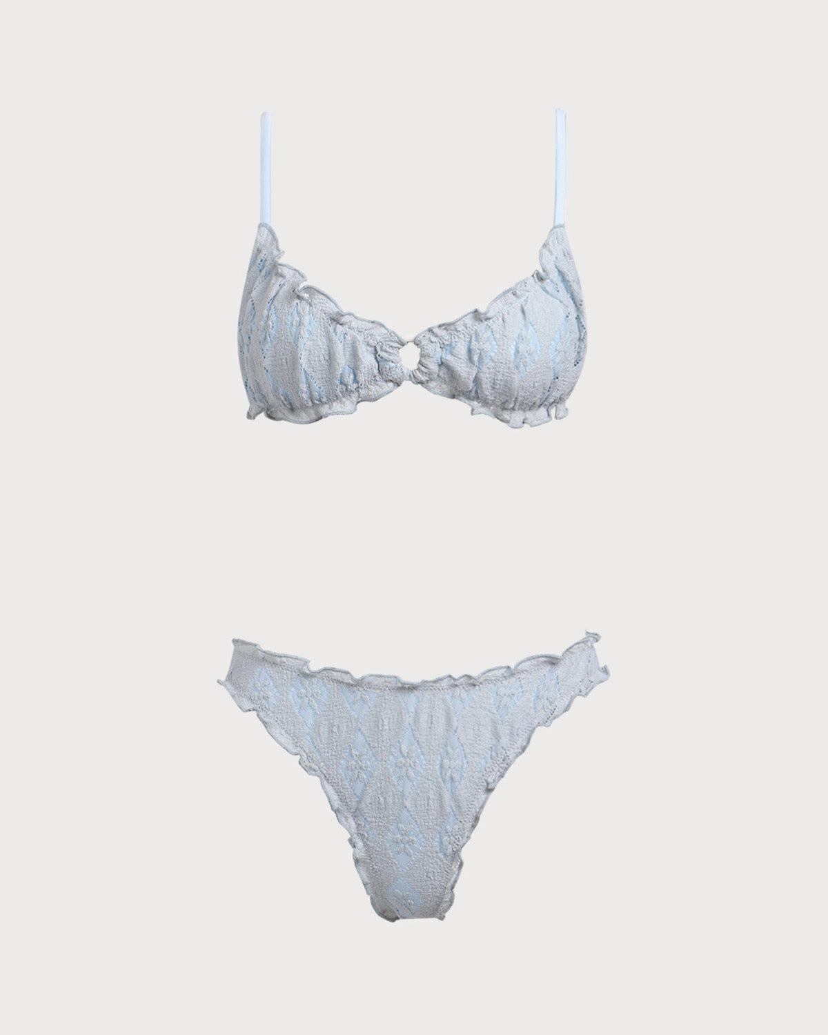 Green Textured Wave Edge Bikini Set Product Image