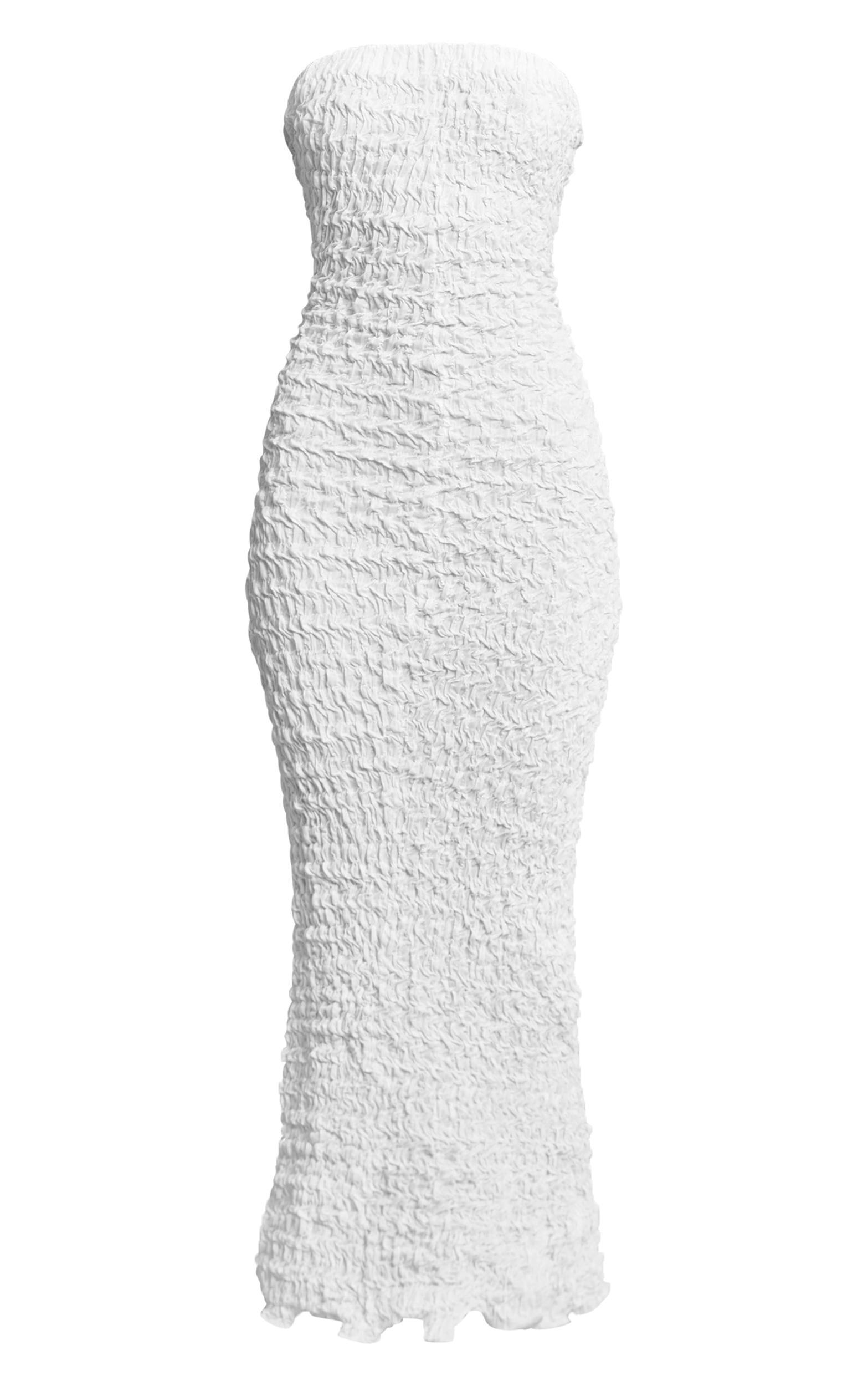 Cream Crinkle Textured Jersey Bandeau Maxi Dress Product Image