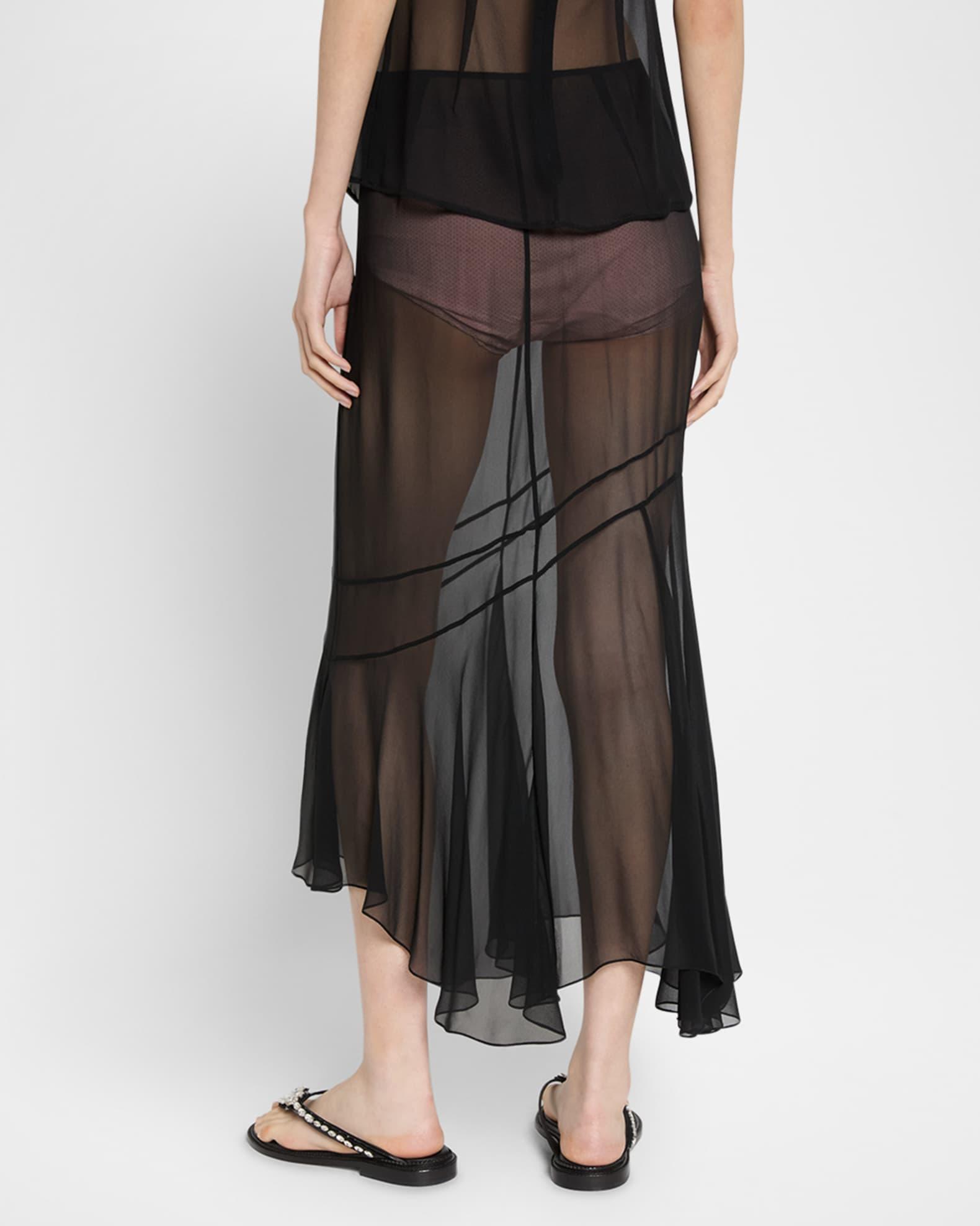 Asymmetric Flare Sheer Silk Midi Skirt Product Image