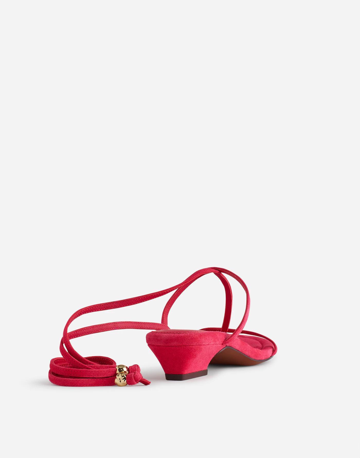 The Maycie Lace-Up T-Strap Sandal in Suede Product Image