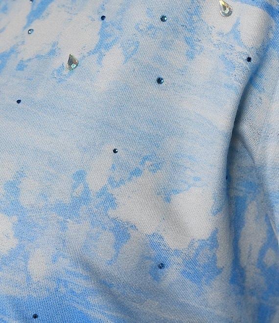 Allison Daley Plus Size Tie-Dye Print 3/4 Sleeve Crew Neck Knit Top Product Image