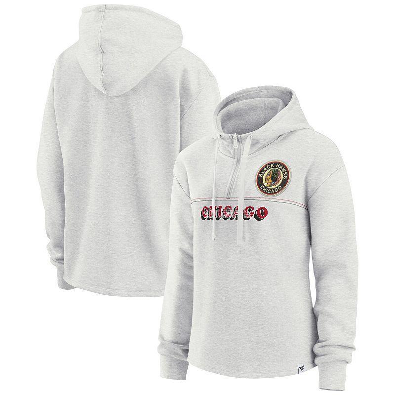 Womens Fanatics Ash Chicago Blackhawks True Classics Legacy Quarter-Zip Hoodie Product Image