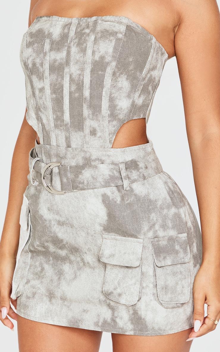 Petite Grey Washed Cargo Mini Dress Product Image