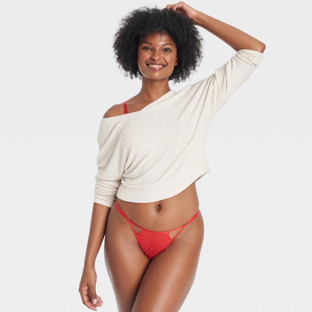 Women's Lace String Thong- Auden™ Red L Product Image