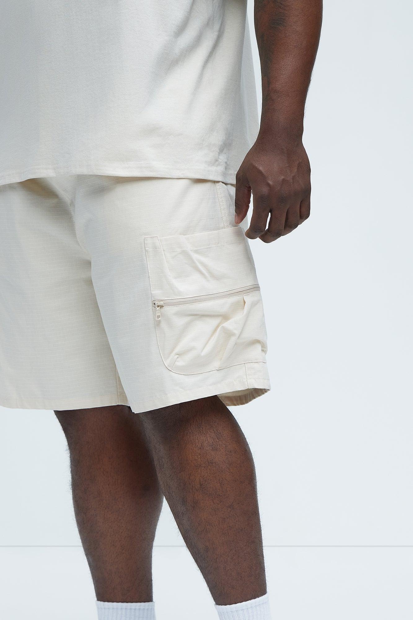 Stacked Ripstop Relaxed Cargo Shorts - Khaki Product Image