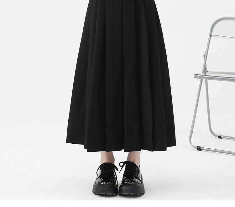 High Rise A-Line Pleated Maxi Skirt Product Image