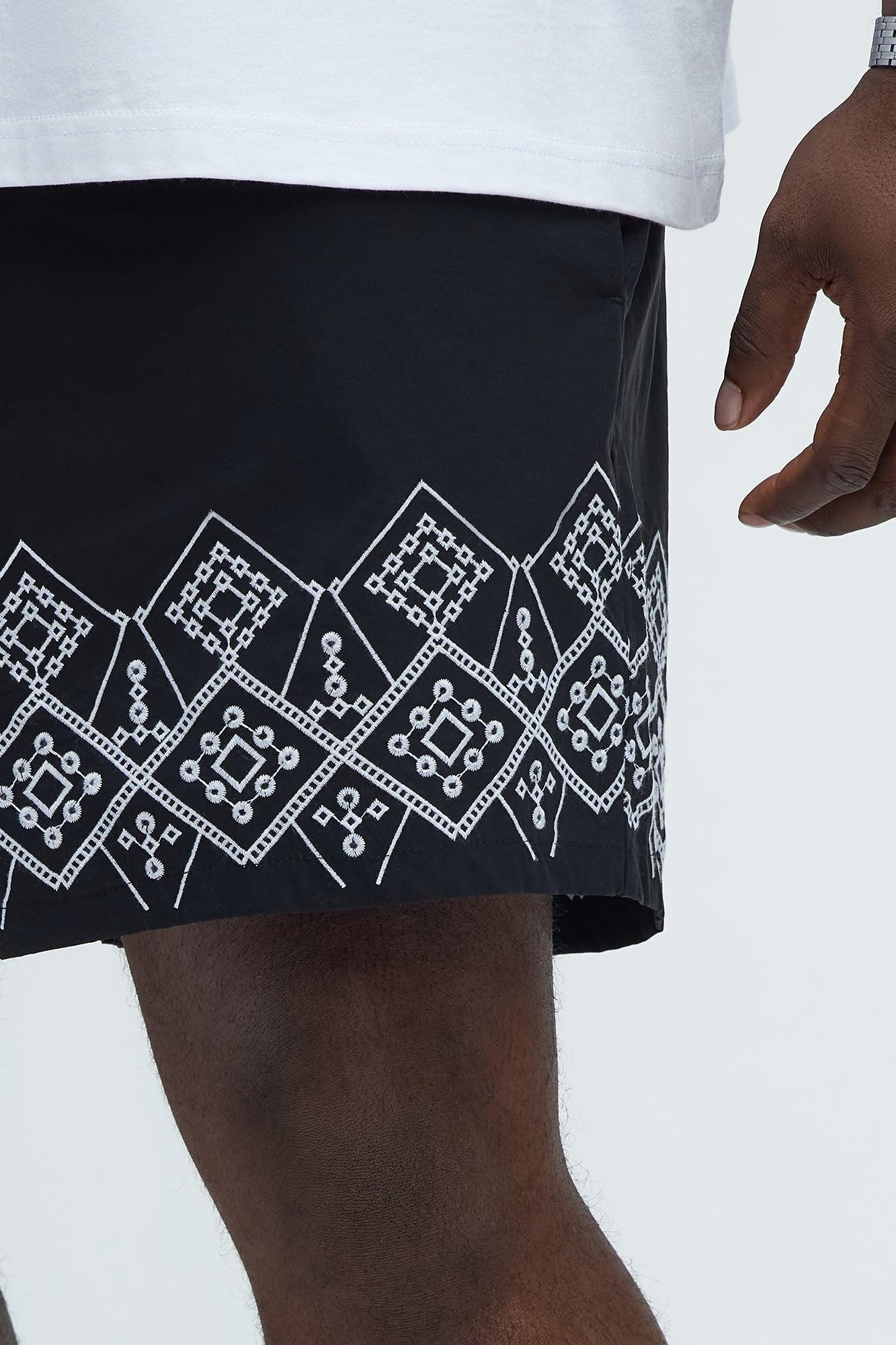 Look At It Embroidered Swim Classic Trunk  - Black/combo Product Image