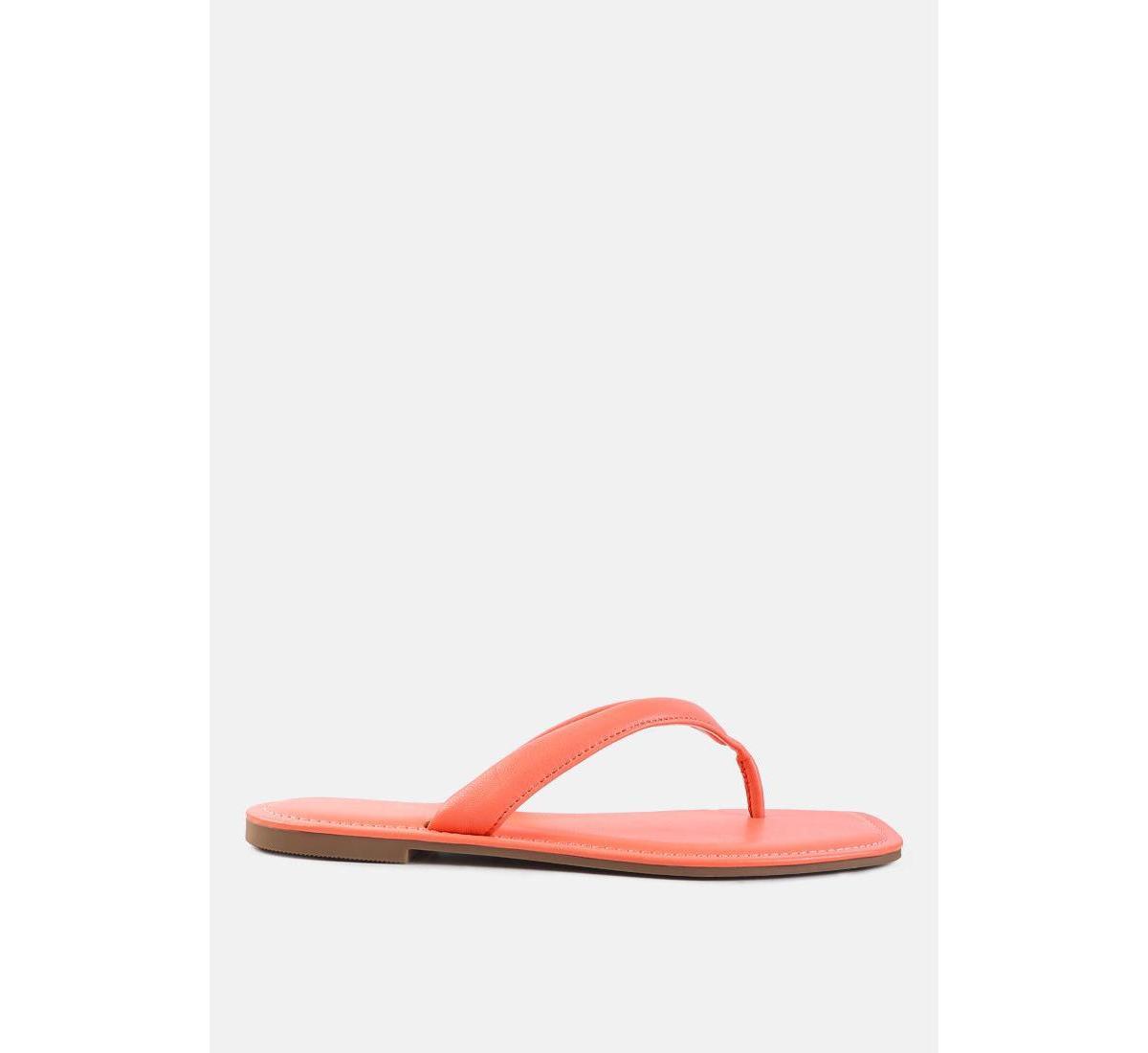 London Rag Women's Rera Square-Toe Thong Slide Sandals, Size: 7, Pink Product Image