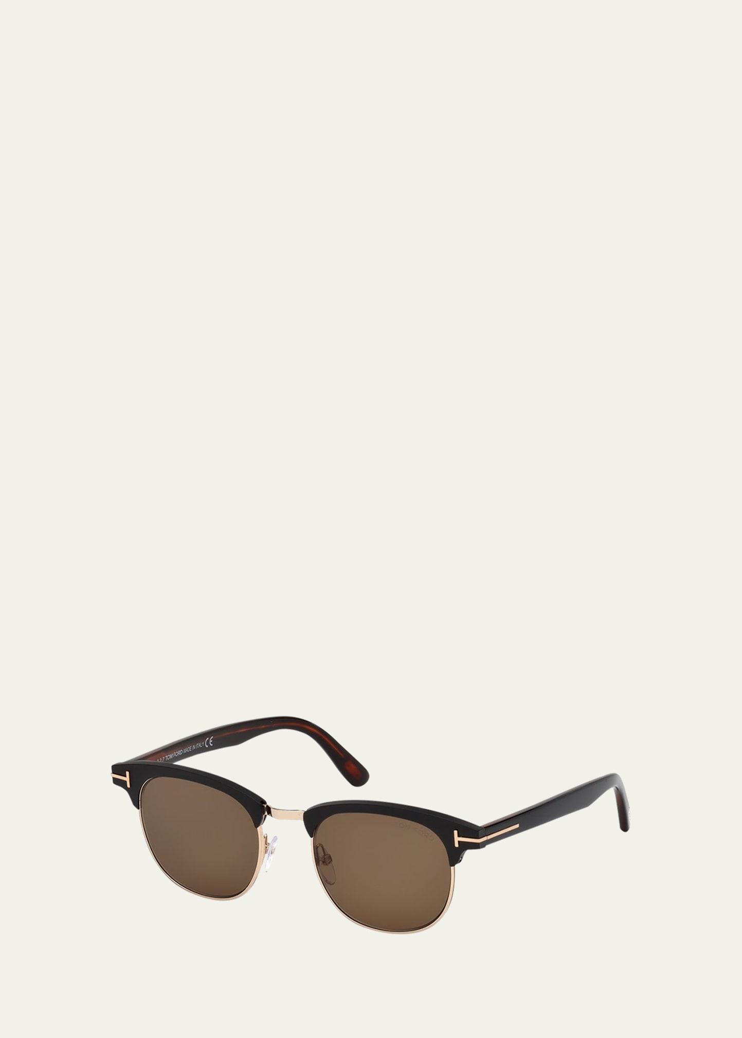 Mens Half-Rim Metal/Acetate Sunglasses - Golden Hardware Product Image