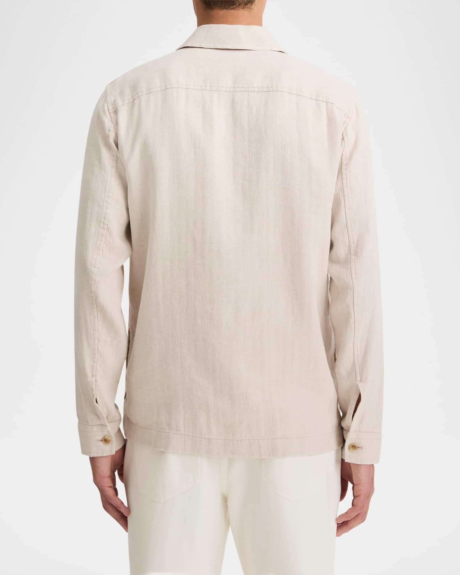 Men's Herringbone Linen and Cotton Shirt Jacket Product Image