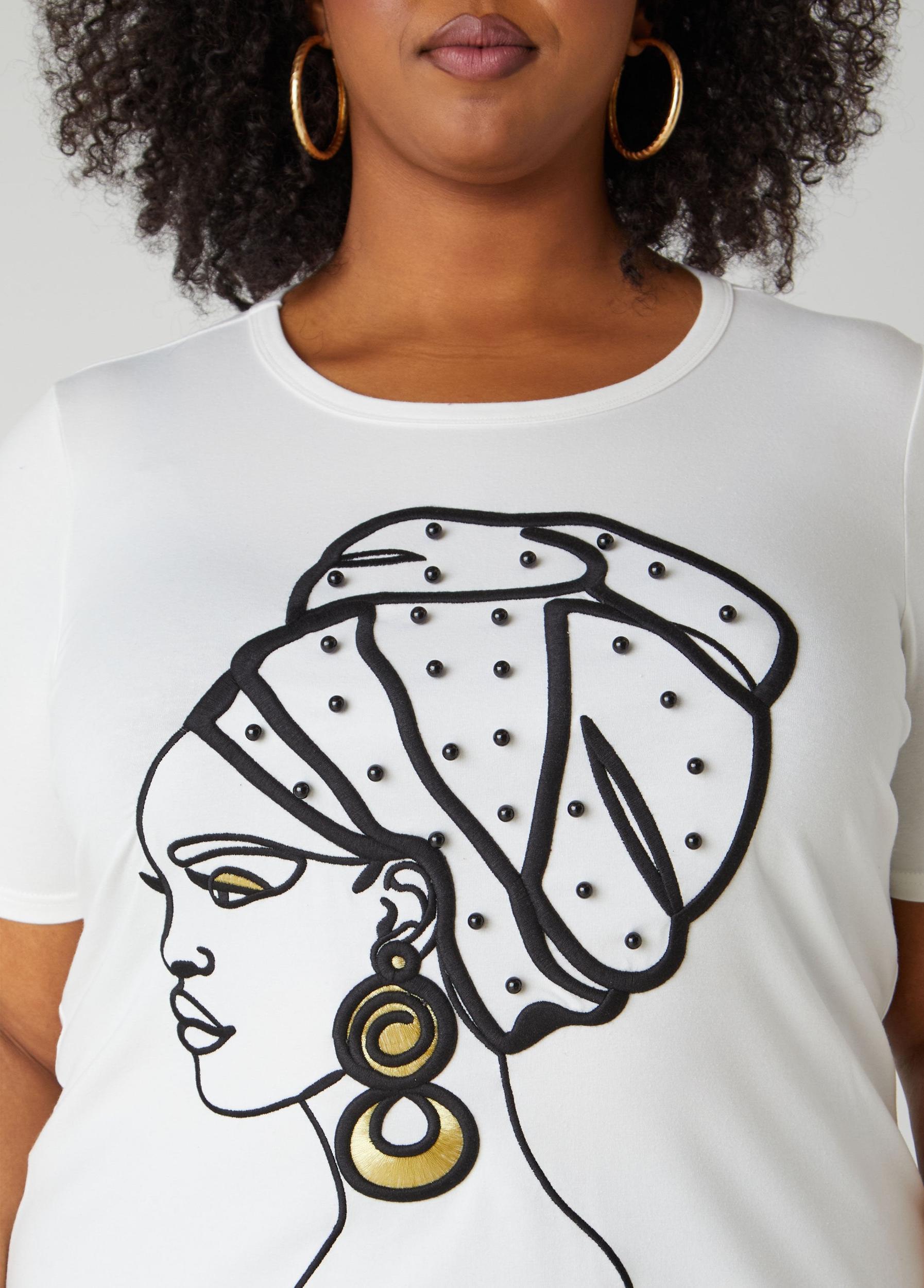 Beaded Embroidered Profile Tee Product Image