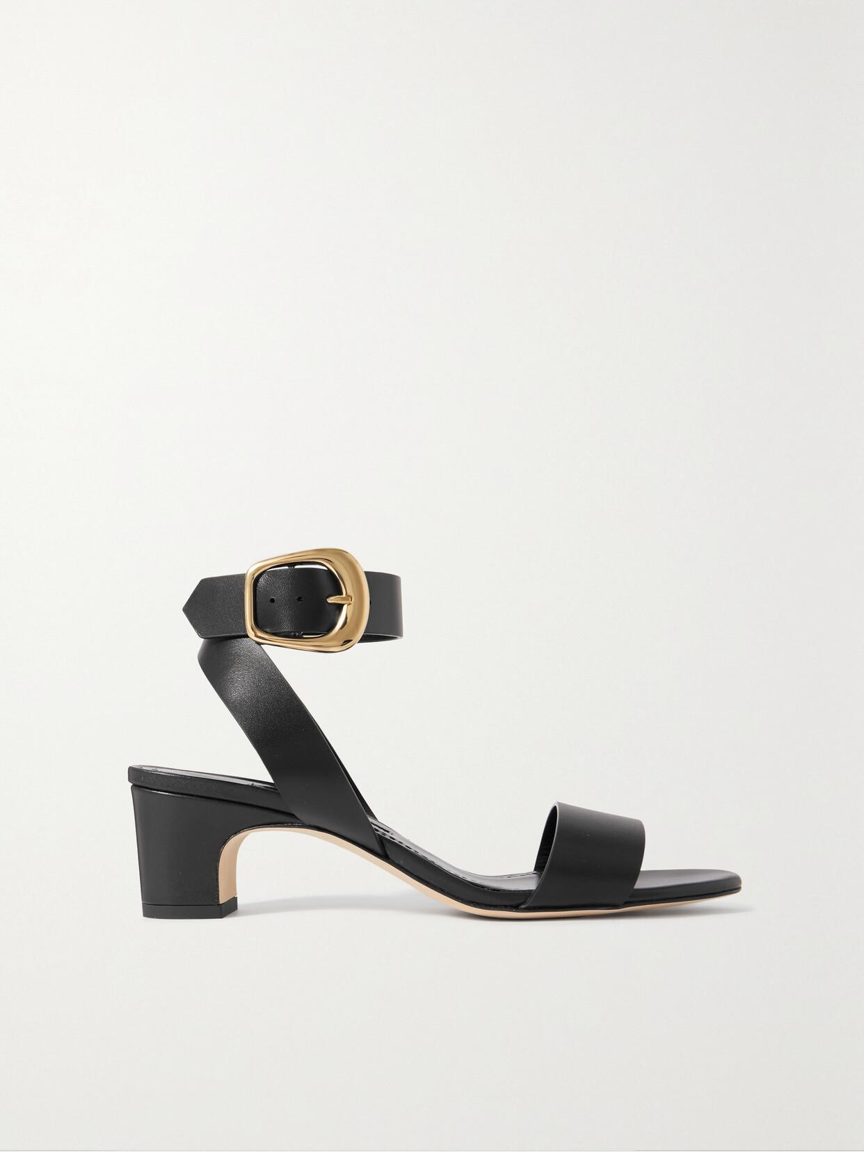 MANOLO BLAHNIK Brutas 50 Leather Sandals In Black Product Image