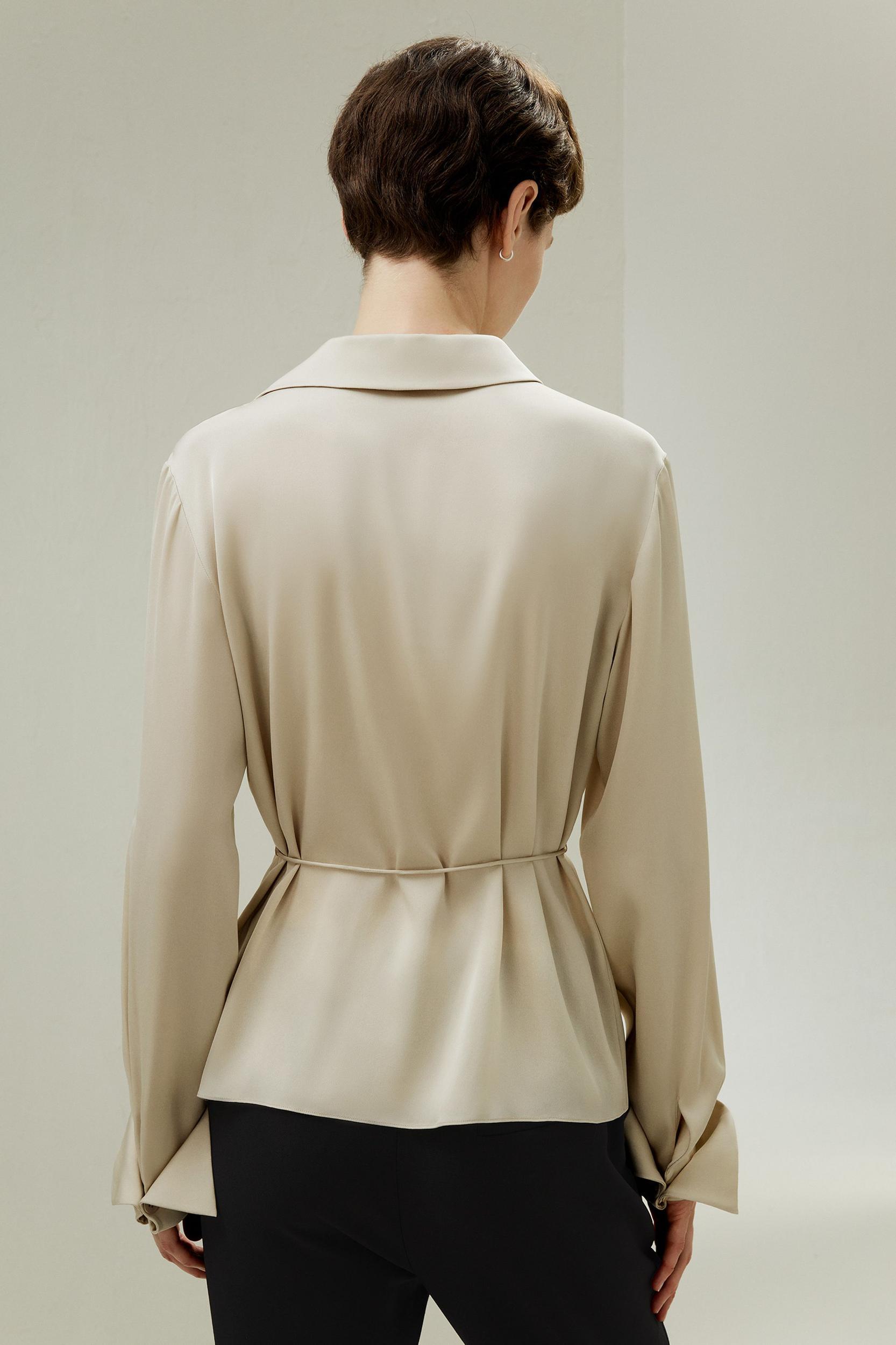 Asymmetrical Shirt with Waist Tie Product Image