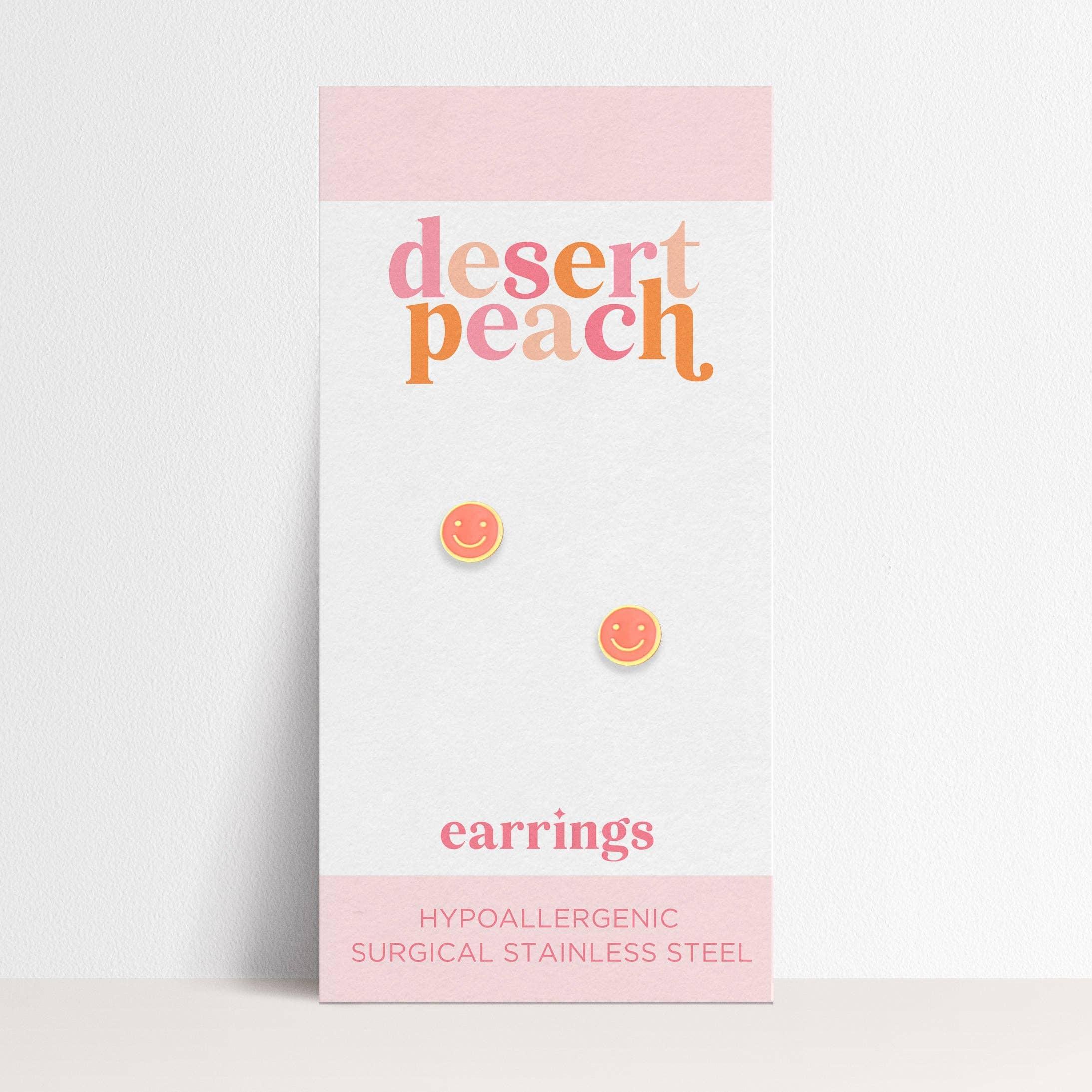 Desert Peach - Coral Smiley Stud Earrings Product Image