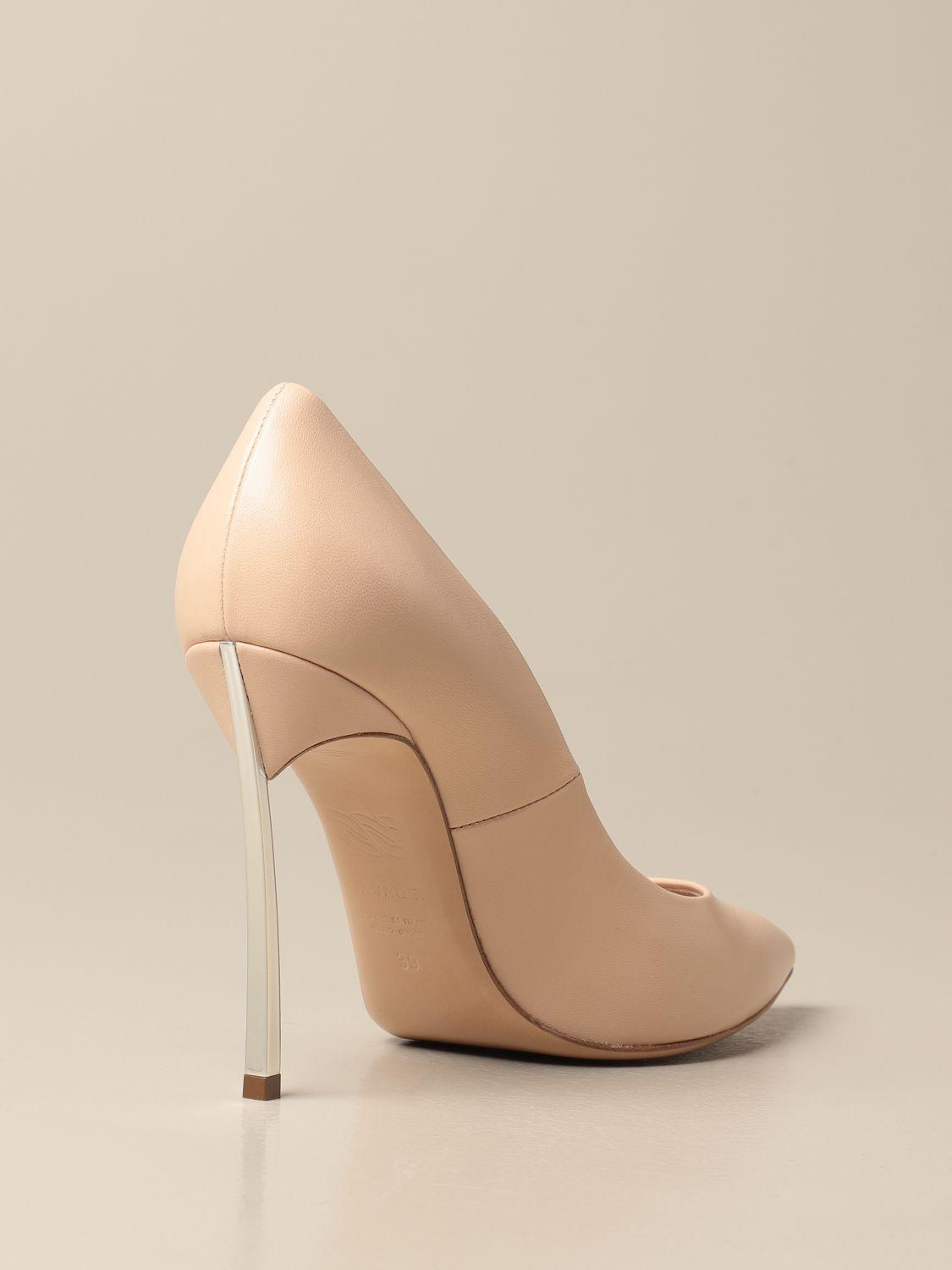 CASADEI Sculpted-heel Pointed Pumps In Nude Product Image