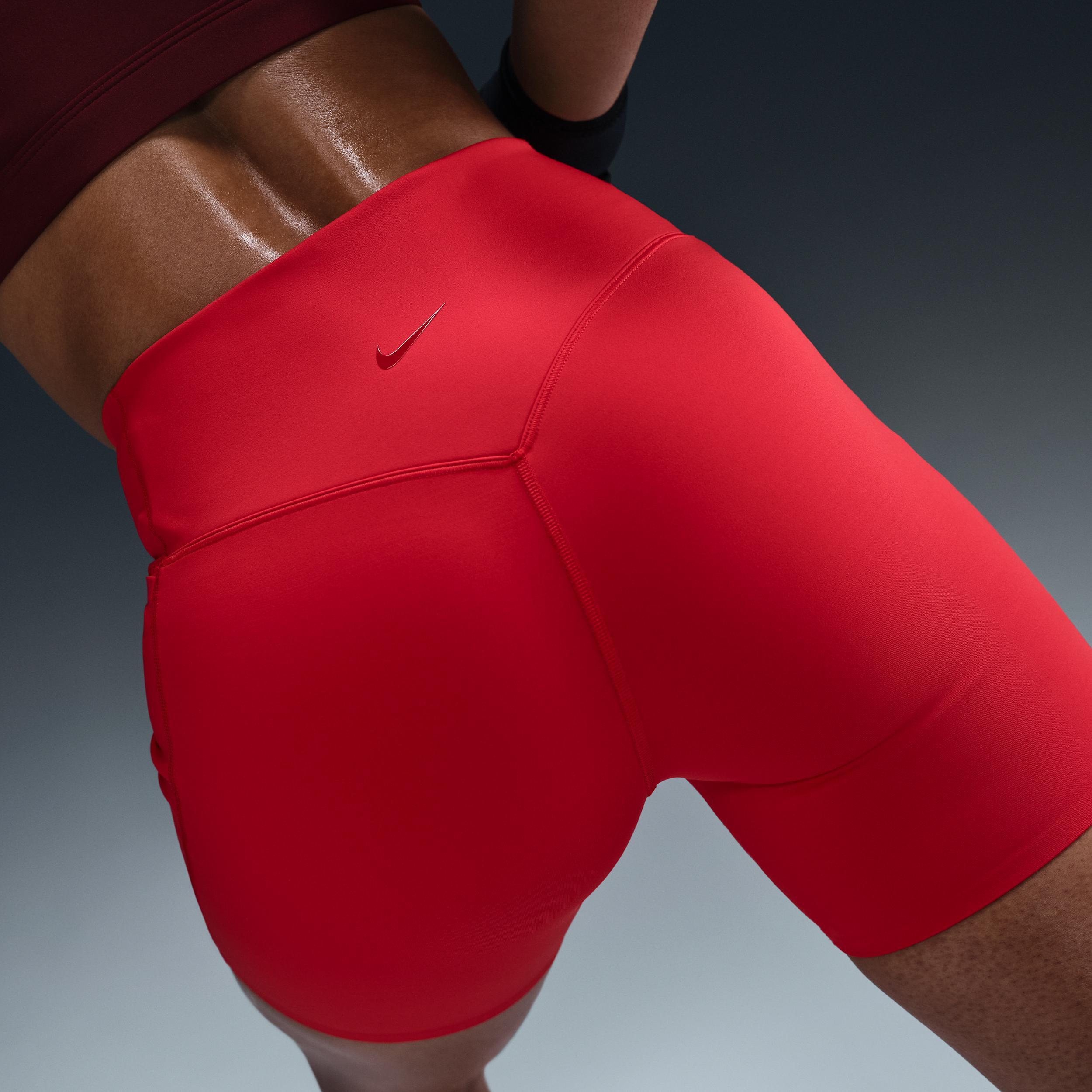 Nike Womens Universa Medium-Support High-Waisted 5 Biker Shorts with Pockets | HQ6832-657 Product Image