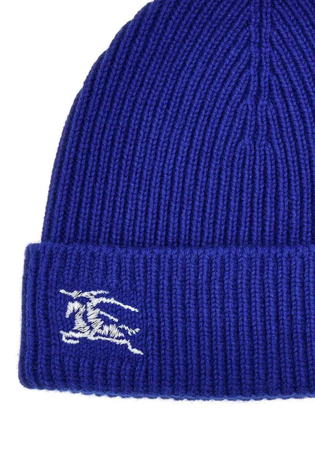 BURBERRY Women 'equestrian Knight Design' Beanie In Blue Product Image