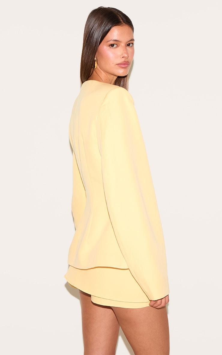  Lemon Woven Cinched Waist Cocoon Sleeve Button Up Blazer Product Image