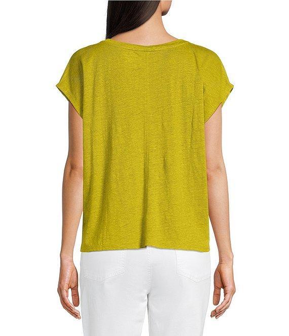Eileen Fisher Organic Linen Jersey V-Neck Cap Sleeve Top Product Image