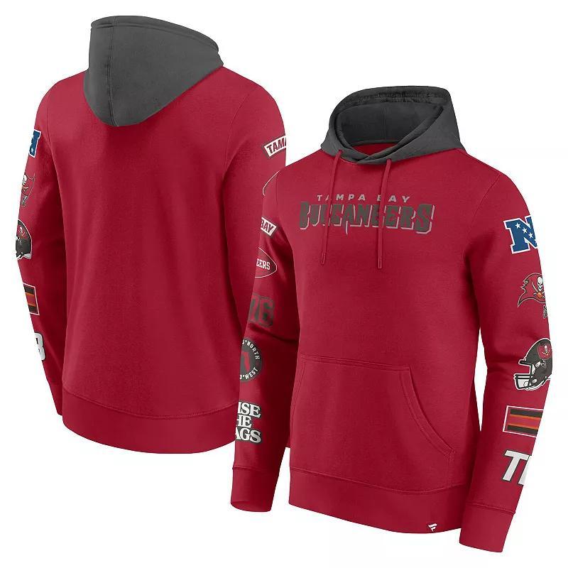 Men's Fanatics  Red/Pewter Tampa Bay Buccaneers Patched Out Pullover Hoodie, Size: XL Product Image