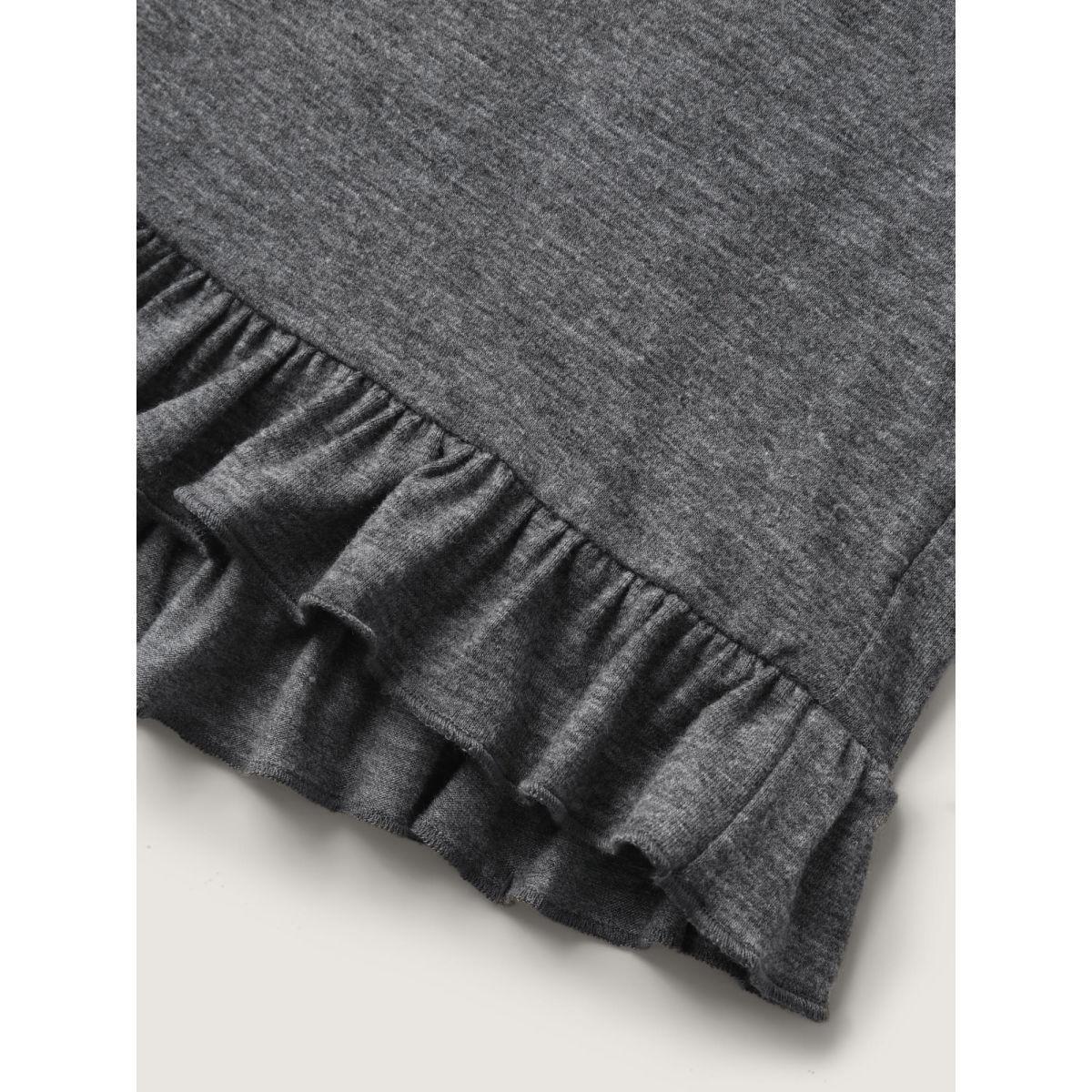 Plus Size Supersoft Mixed Color Knit Drawstring Ruffled Shorts Women DimGray Leisure Drawstring Wide Leg Casual Shorts BloomChic 30/6X Product Image