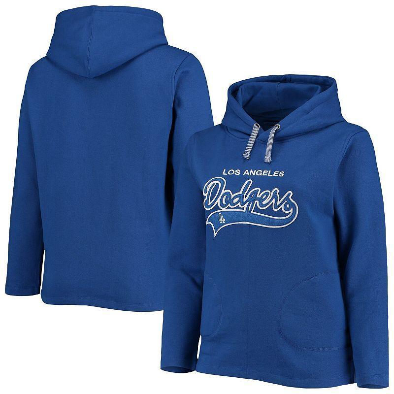 Womens Soft as a Grape Royal Los Angeles Dodgers Plus Size Side Split Pullover Hoodie Product Image