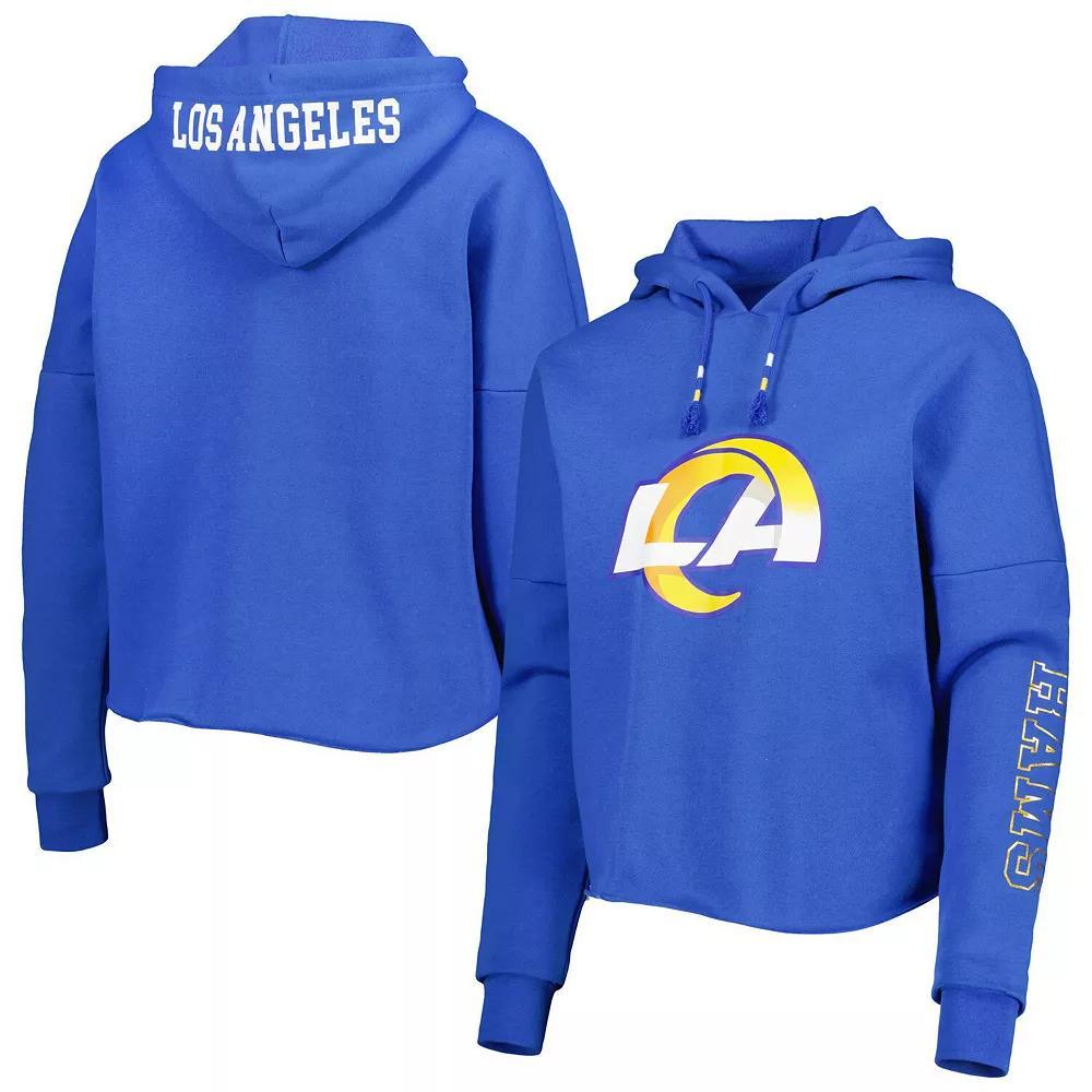Women's New Era Royal Los Angeles Rams Foil Sleeve Pullover Hoodie, Size: 2XL, Blue Product Image