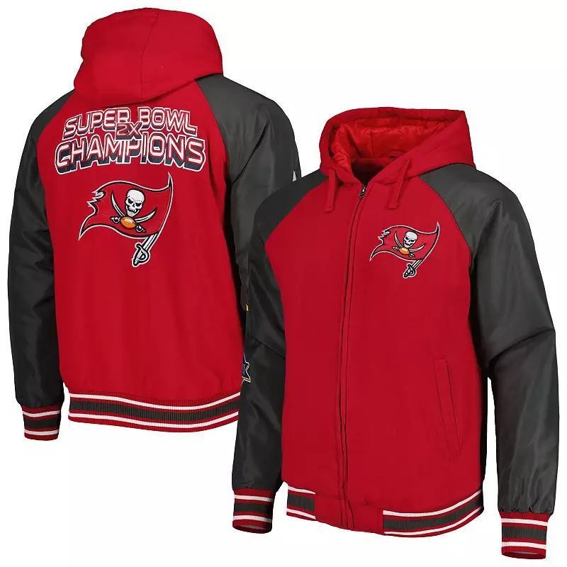 Men's G-III Sports by Carl Banks Red Tampa Bay Buccaneers Defender Raglan Full-Zip Hoodie Varsity Jacket, Size: Medium Product Image