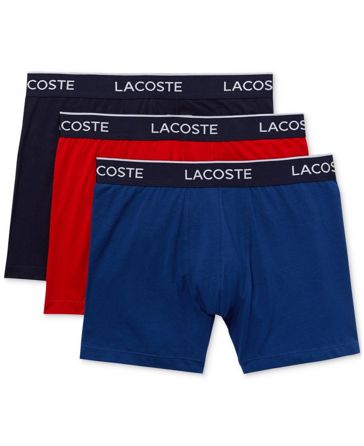 Lacoste Cotton Stretch Logo Waistband Long Boxer Briefs, Pack of 3 Product Image