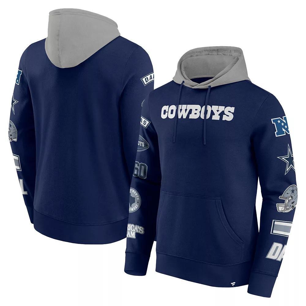 Men's Fanatics Navy/Silver Dallas Cowboys Patched Out Pullover Hoodie,  Product Image