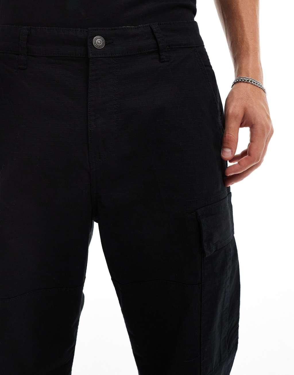 ONLY & SONS loose fit cargo pants in black Product Image