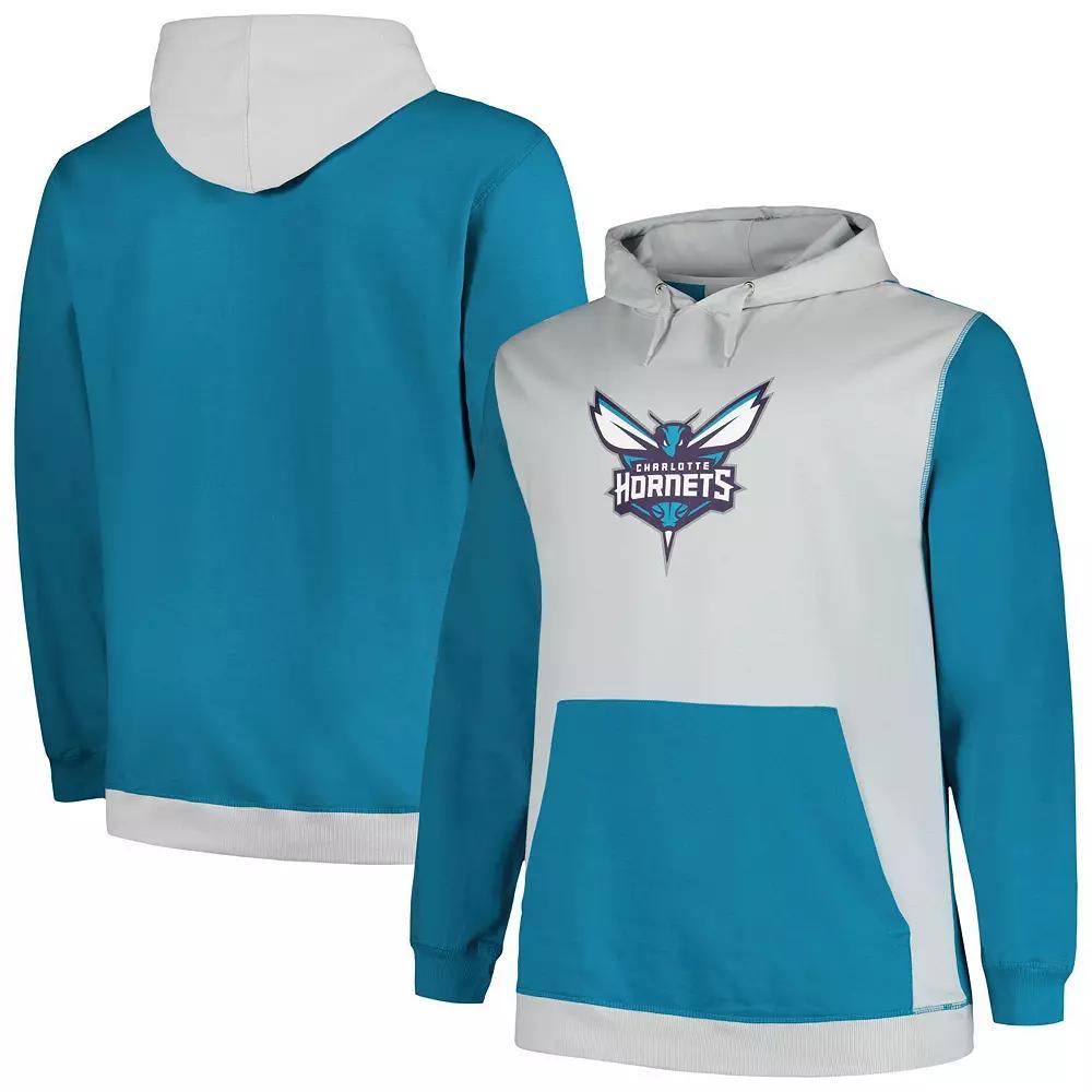 Men's Fanatics Branded  Teal/Silver New Orleans Hornets Big & Tall Primary Arctic Pullover Hoodie, Size: XLT, Nba Blue Product Image
