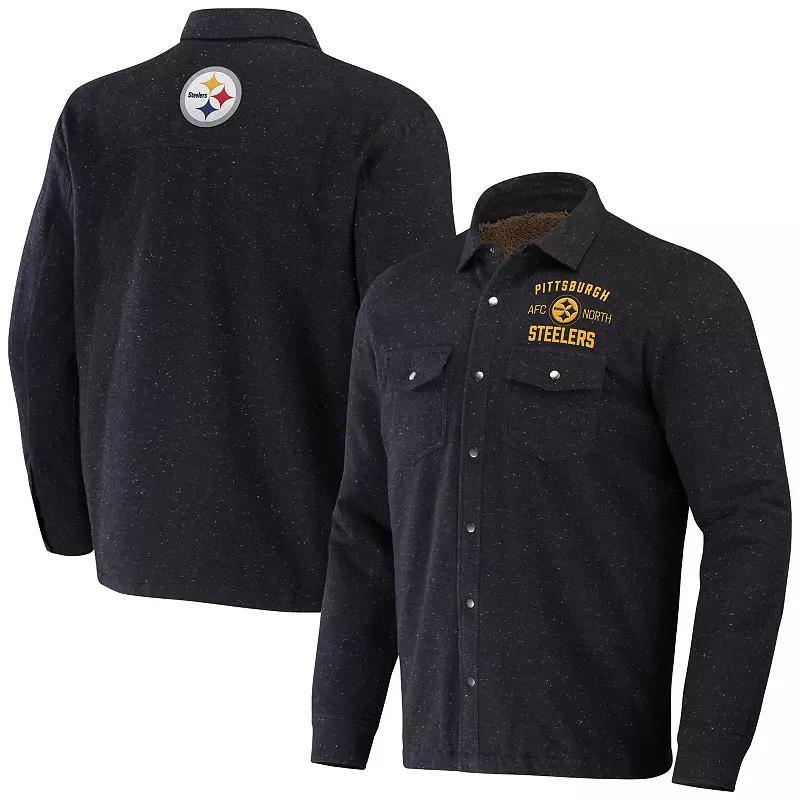 Men's Darius Rucker Collection by Fanatics Heather Charcoal Miami Hurricanes Sherpa-Lined Full-Snap Shacket,  Product Image