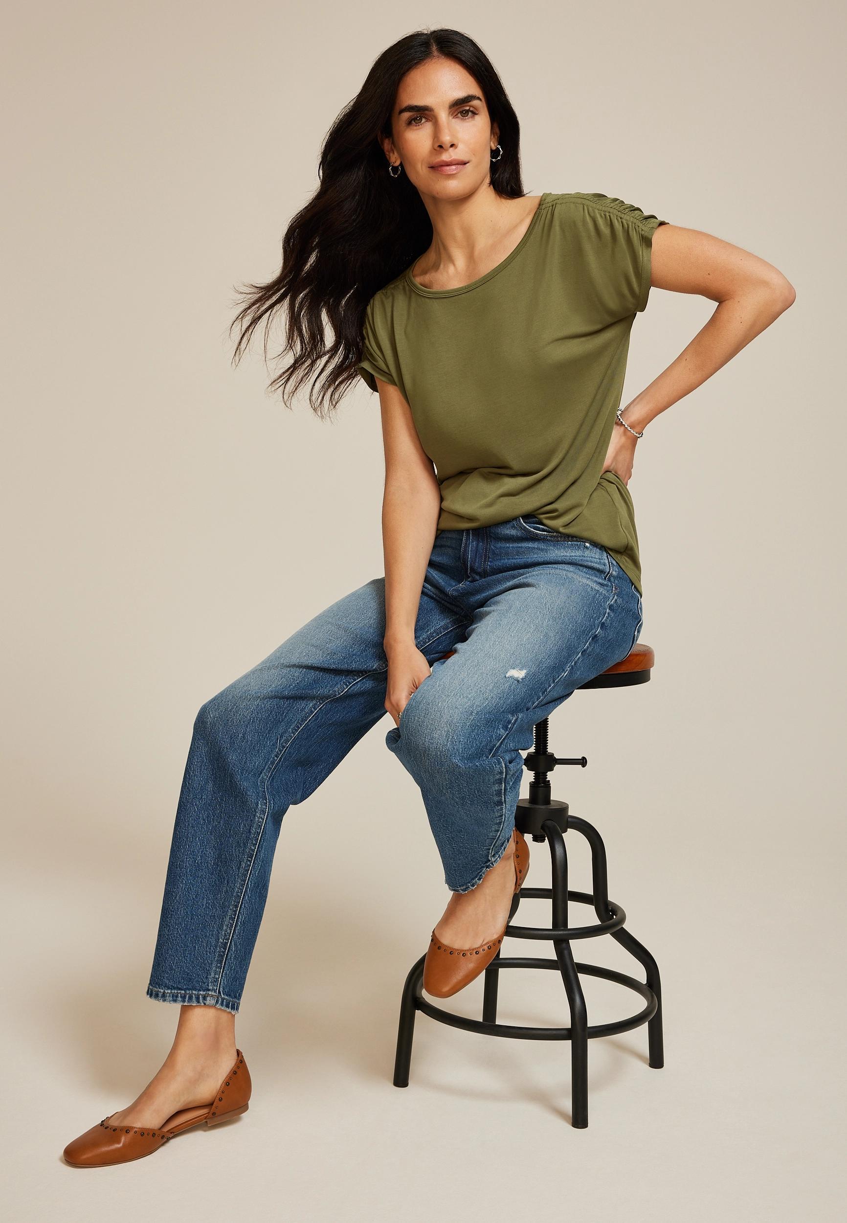24/7 Fairhaven Ruched Shoulder Tee Product Image
