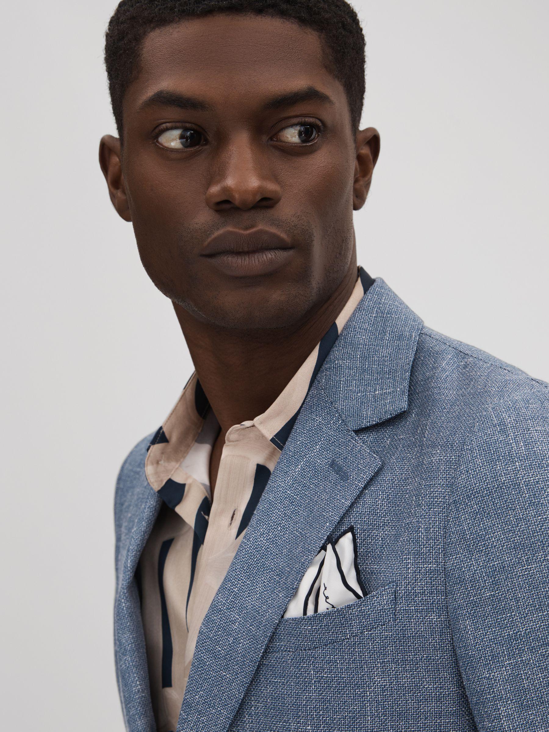 Slim Fit Single Breasted Wool Blend Blazer in Indigo Product Image