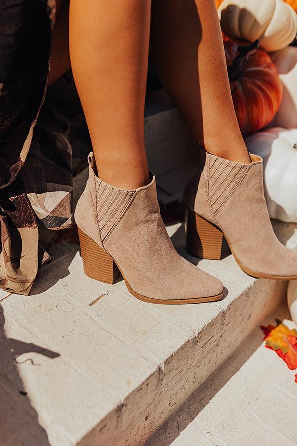 The Celine Faux Suede Bootie In Taupe Product Image