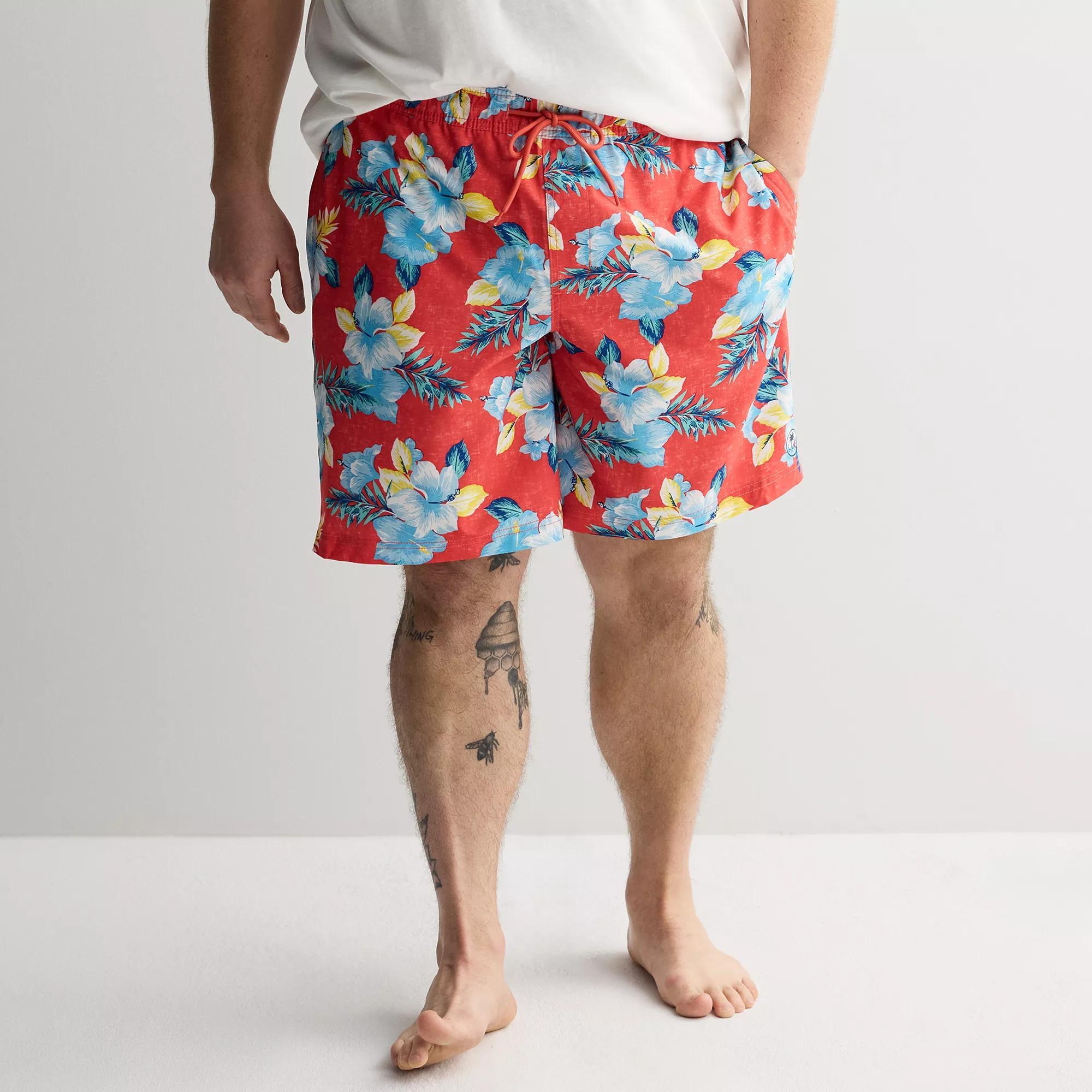 Big & Tall Trinity Coast 9-in. UPF 50 Hawaiian Floral Swim Trunks, Men's,  Product Image