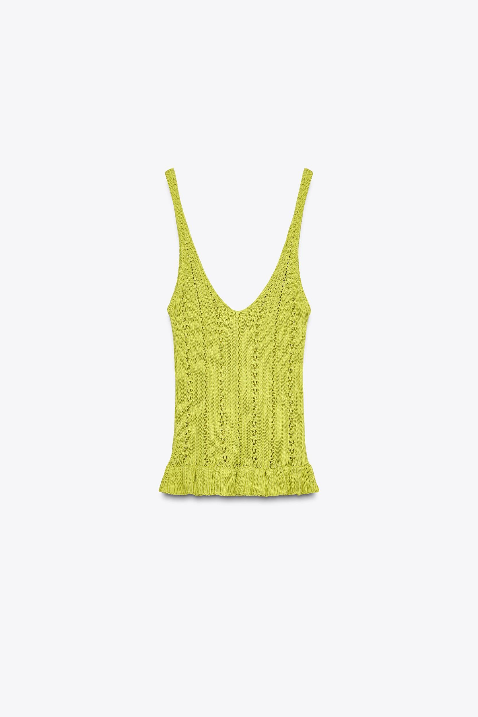 POINTELLE KNIT RUFFLE TOP Product Image