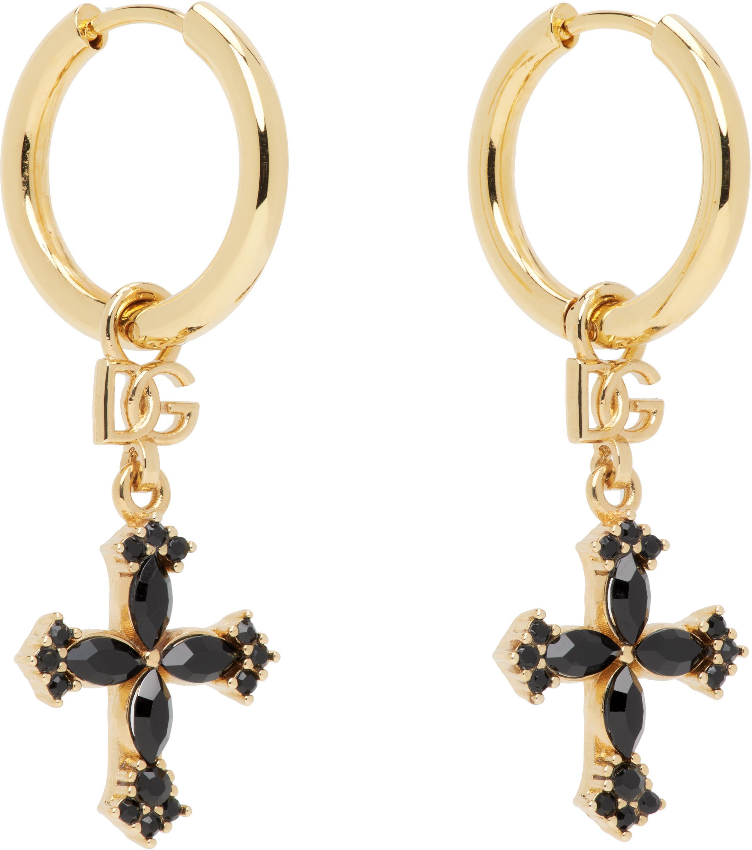 DOLCE & GABBANA Gold Small Cross Earrings In Zoo00 Oro Product Image