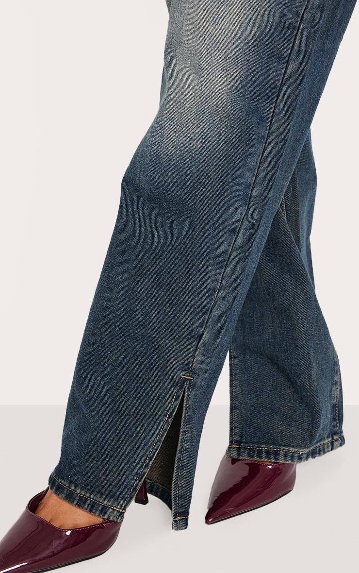 Petite Grey Used Bleach Split Hem Jeans Product Image
