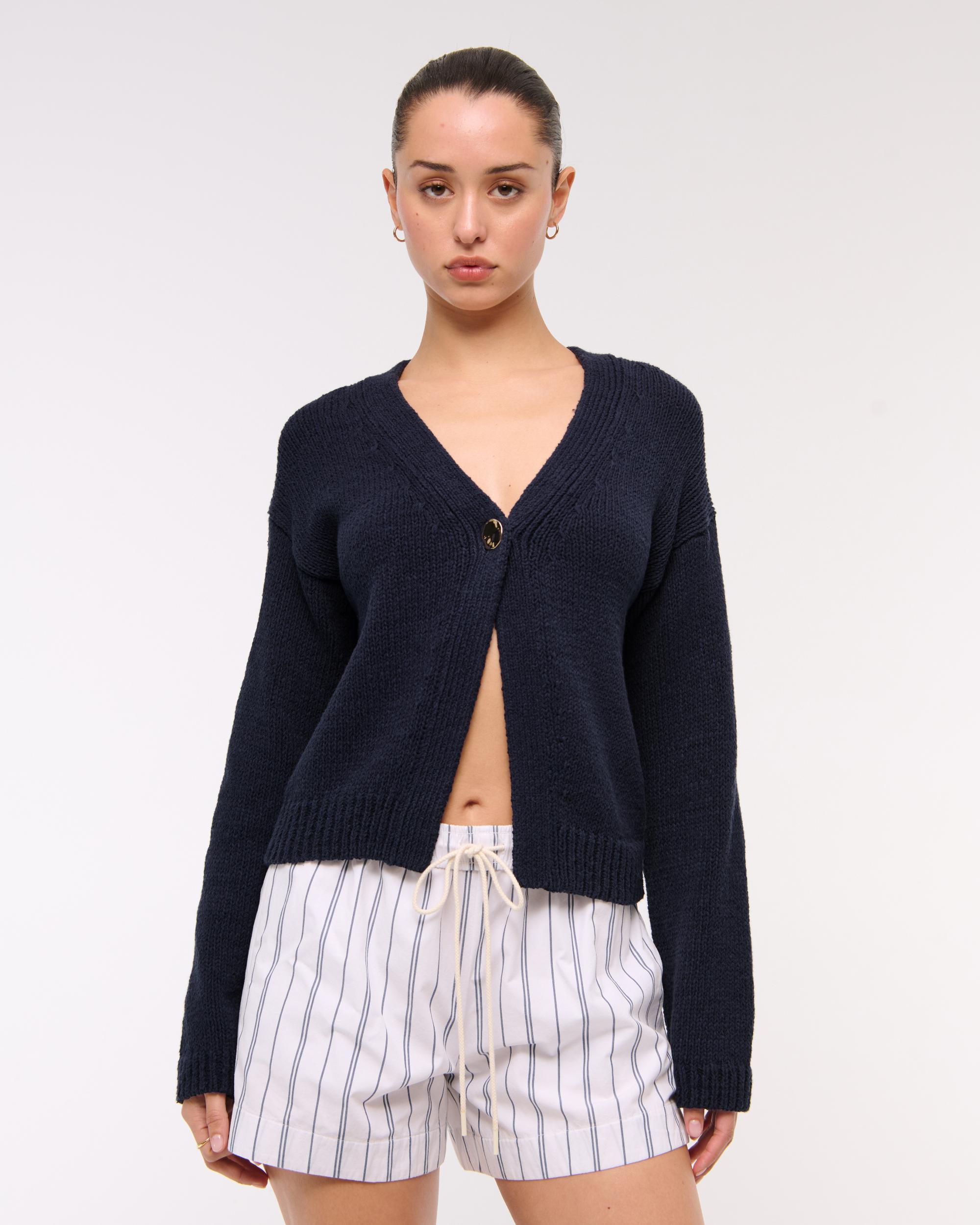 Textural 1-Button Cardigan Product Image