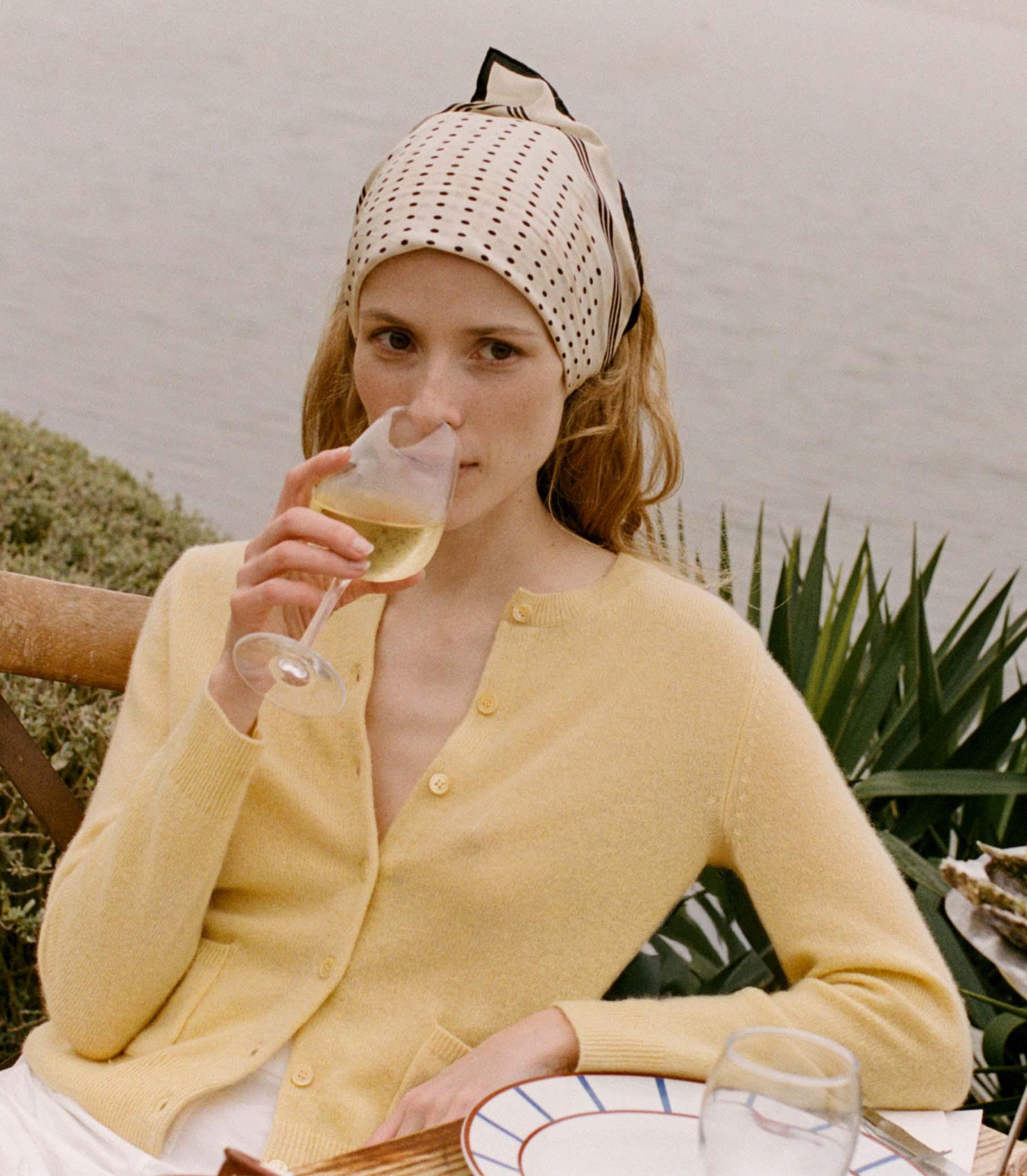 FREYA CASHMERE CARDIGAN -- LEMON CHIFFON Product Image