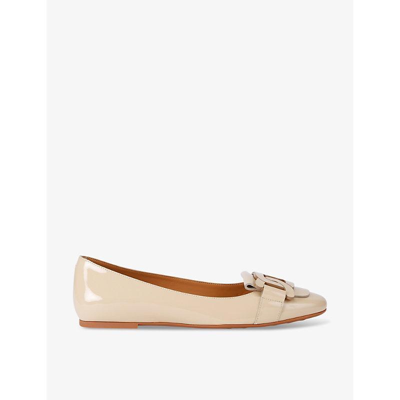 TOD'S Tods Womens Cream Gomma Patent-leather Ballet Flats Product Image