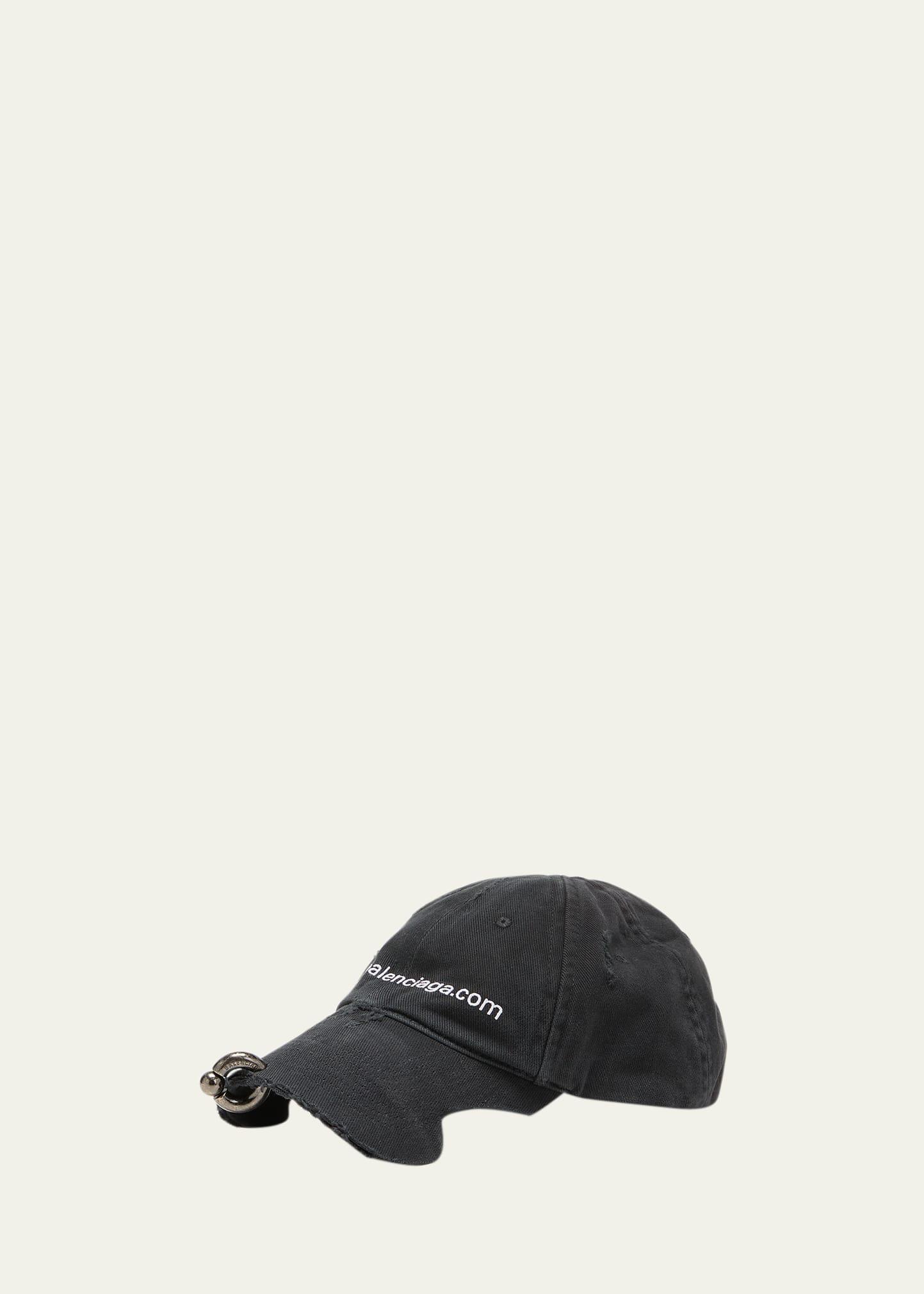 BALENCIAGA Front Piercing Faded Cap In White Product Image